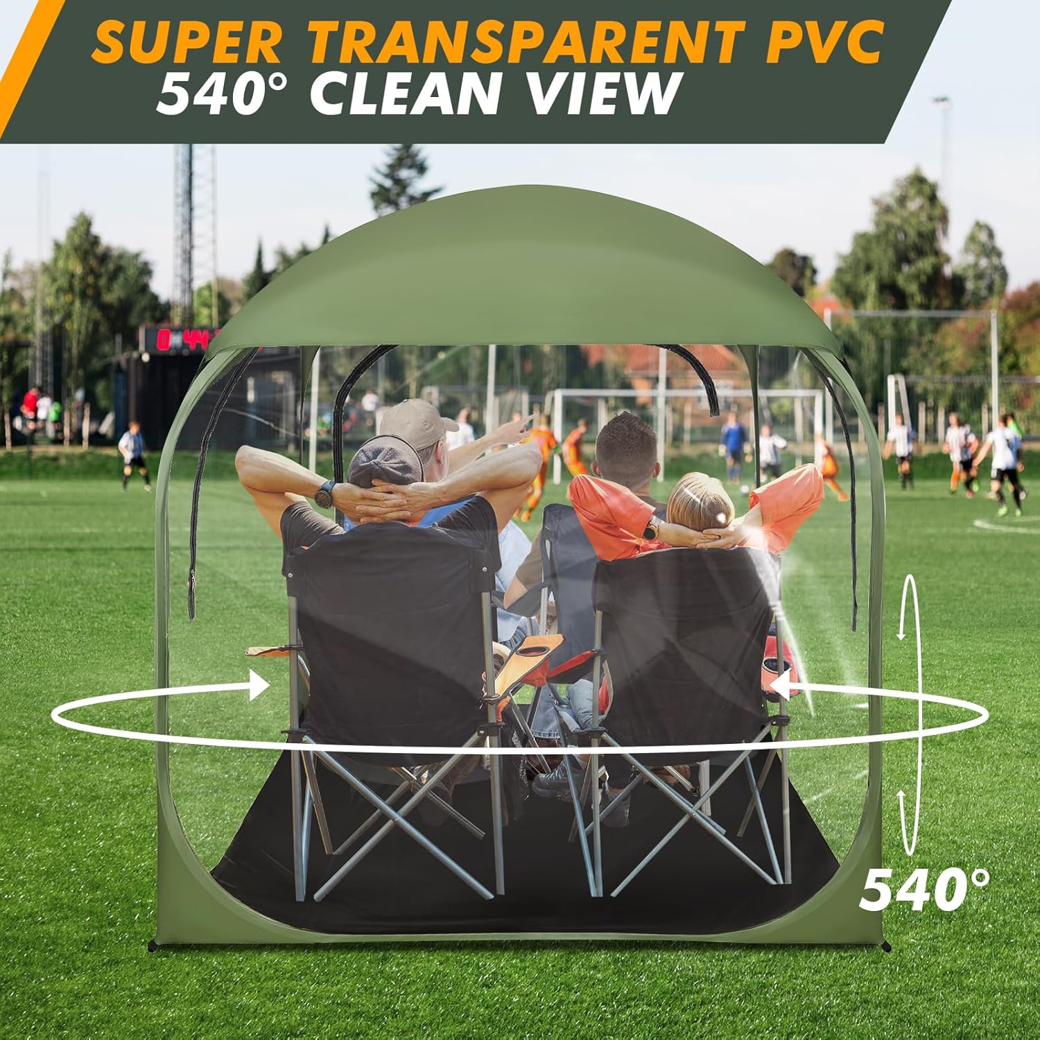 AFFLUENT Thickened PVC Sports Tent - All-Weather Shelter Pod for 2-6 Person, Pop-Up Shelter, Instant Setup, Removable Top & Sealed Floor for Outdoor Events, Soccer, Rugby - Image 3