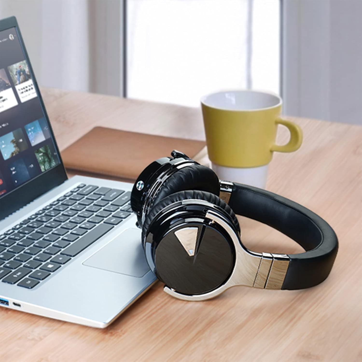 Silensys E7 Active Noise Cancelling Headphones Bluetooth Headphones with Microphone Deep Bass Wireless Headphones Over Ear, Comfortable Protein Earpads, 30 Hours Playtime for Travel/Work, Black - Image 8